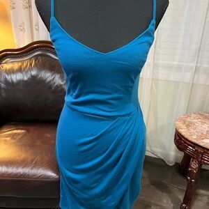 Chic Teal Spaghetti Strap Mini Dress